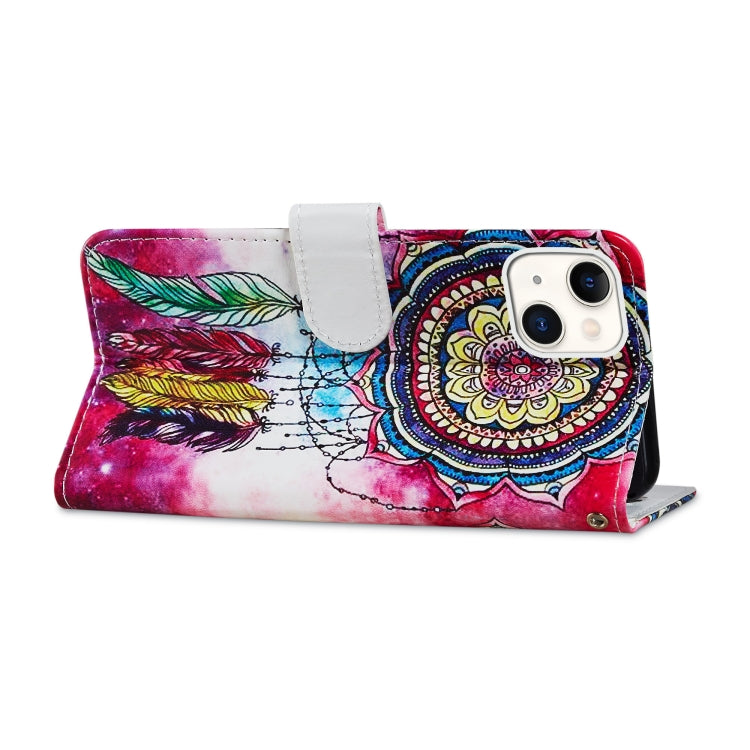 For iPhone 13 Painted Pattern Horizontal Flip Leather Case with Holder & Card Slots & Photo Frame