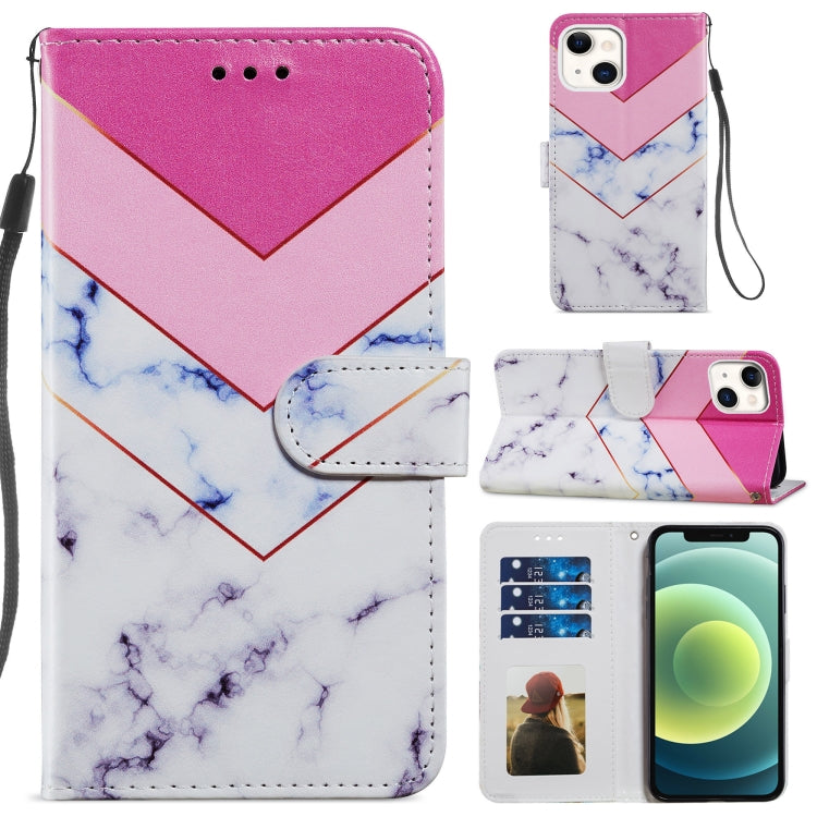 For iPhone 13 Painted Pattern Horizontal Flip Leather Case with Holder & Card Slots & Photo Frame