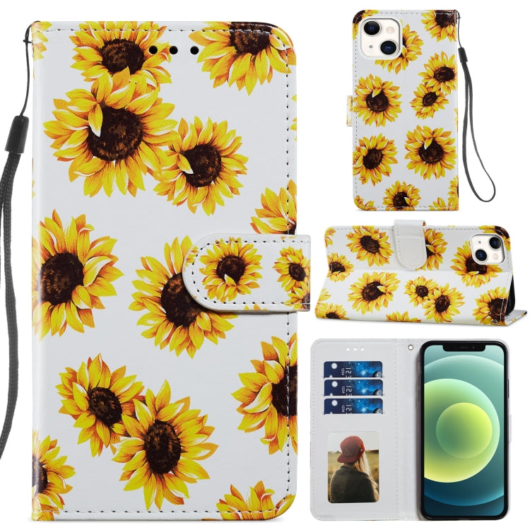 For iPhone 13 Painted Pattern Horizontal Flip Leather Case with Holder & Card Slots & Photo Frame