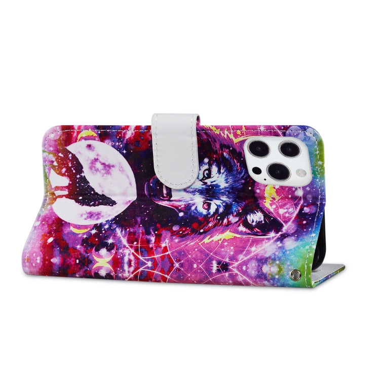 For iPhone 13 Pro Painted Pattern Horizontal Flip Leather Case with Holder & Card Slots & Photo Frame