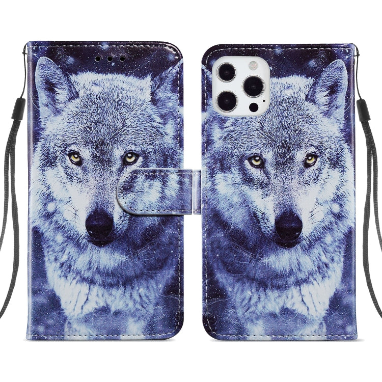 For iPhone 13 Pro Painted Pattern Horizontal Flip Leather Case with Holder & Card Slots & Photo Frame