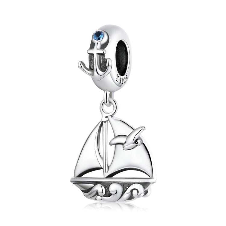 S925 Sterling Silver Zircon Sailboat Pendant DIY Bracelet Necklace Accessories