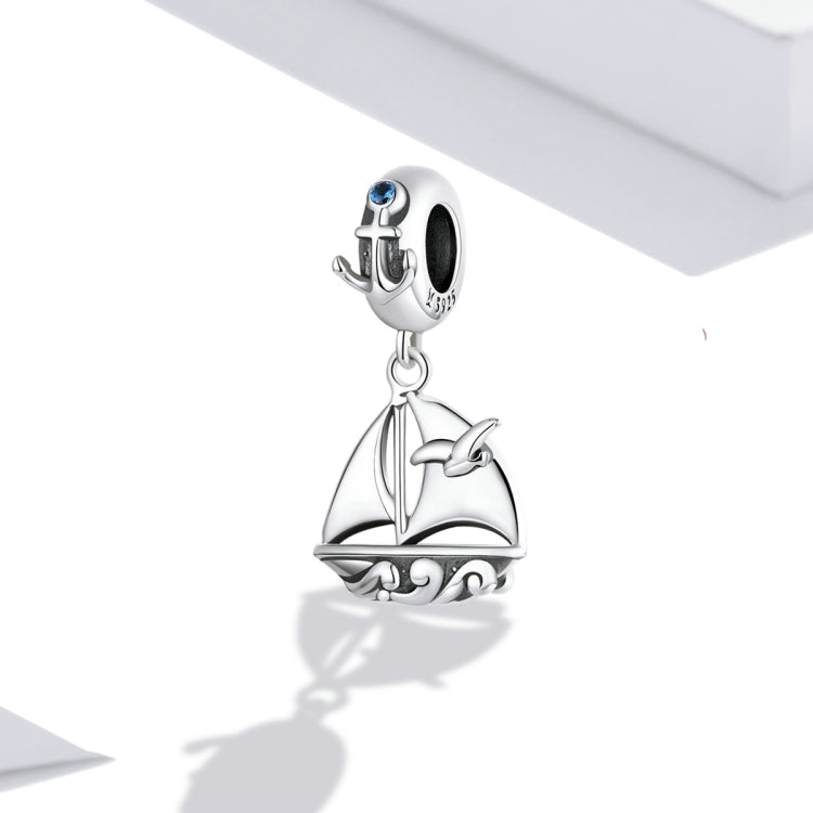 S925 Sterling Silver Zircon Sailboat Pendant DIY Bracelet Necklace Accessories