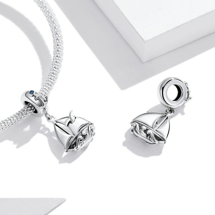 S925 Sterling Silver Zircon Sailboat Pendant DIY Bracelet Necklace Accessories