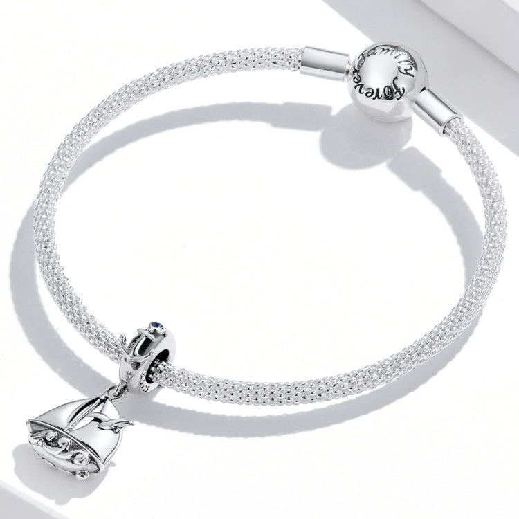 S925 Sterling Silver Zircon Sailboat Pendant DIY Bracelet Necklace Accessories