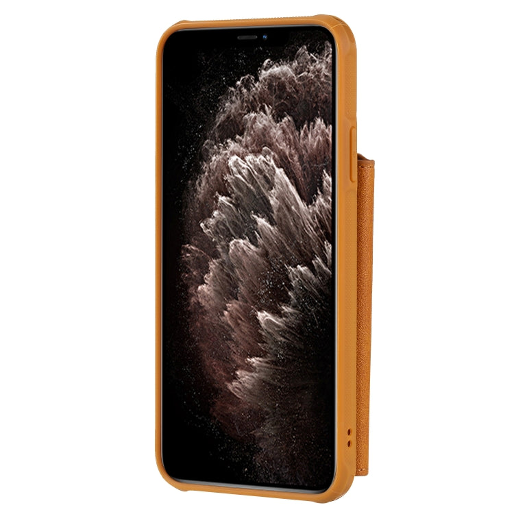For iPhone 11 Pro Max Buckle Zipper Shockproof Protective Case with Holder & Card Slots & Wallet & Lanyard & Photos Frames