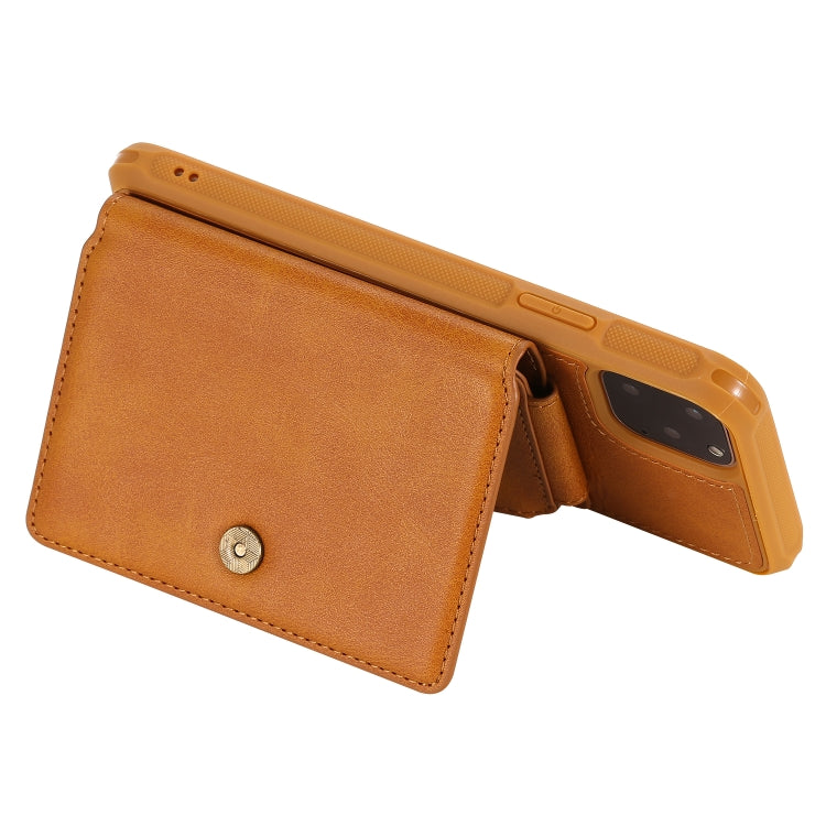 For iPhone 11 Pro Max Buckle Zipper Shockproof Protective Case with Holder & Card Slots & Wallet & Lanyard & Photos Frames