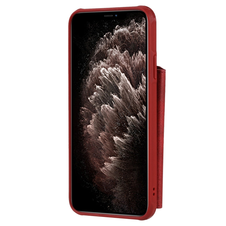 For iPhone 11 Pro Max Buckle Zipper Shockproof Protective Case with Holder & Card Slots & Wallet & Lanyard & Photos Frames