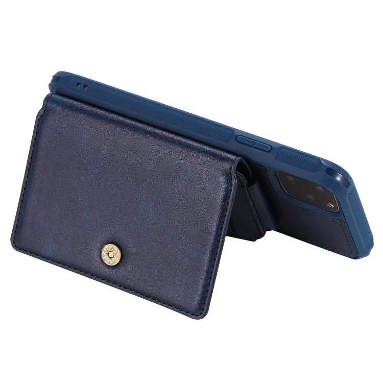For iPhone 11 Pro Max Buckle Zipper Shockproof Protective Case with Holder & Card Slots & Wallet & Lanyard & Photos Frames