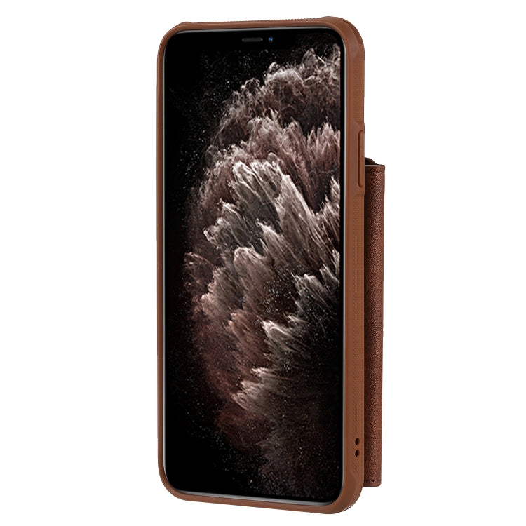 For iPhone 11 Pro Max Buckle Zipper Shockproof Protective Case with Holder & Card Slots & Wallet & Lanyard & Photos Frames
