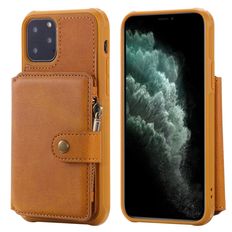 For iPhone 11 Pro Buckle Zipper Shockproof Protective Case with Holder & Card Slots & Wallet & Lanyard & Photos Frames