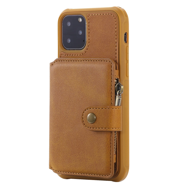For iPhone 11 Pro Buckle Zipper Shockproof Protective Case with Holder & Card Slots & Wallet & Lanyard & Photos Frames