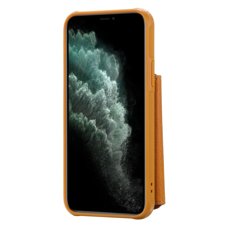 For iPhone 11 Pro Buckle Zipper Shockproof Protective Case with Holder & Card Slots & Wallet & Lanyard & Photos Frames