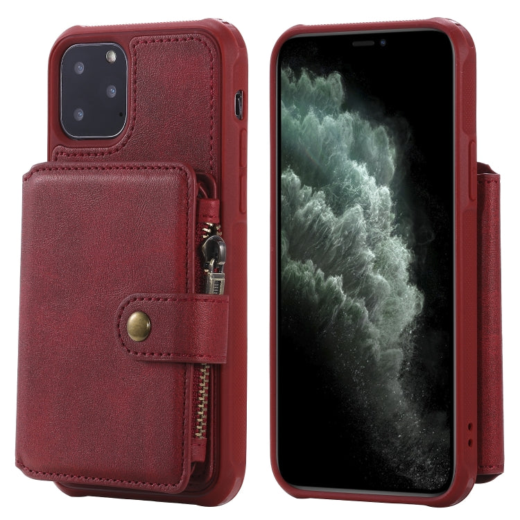 For iPhone 11 Pro Buckle Zipper Shockproof Protective Case with Holder & Card Slots & Wallet & Lanyard & Photos Frames