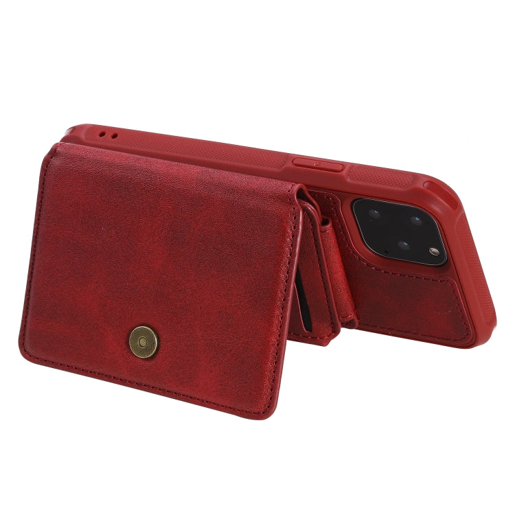 For iPhone 11 Pro Buckle Zipper Shockproof Protective Case with Holder & Card Slots & Wallet & Lanyard & Photos Frames