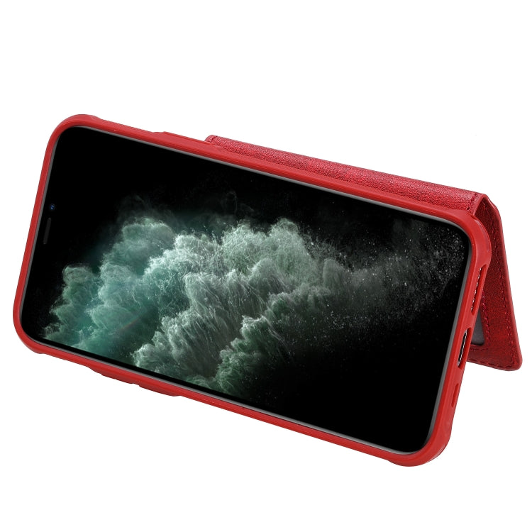 For iPhone 11 Pro Buckle Zipper Shockproof Protective Case with Holder & Card Slots & Wallet & Lanyard & Photos Frames