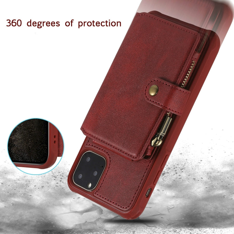 For iPhone 11 Pro Buckle Zipper Shockproof Protective Case with Holder & Card Slots & Wallet & Lanyard & Photos Frames