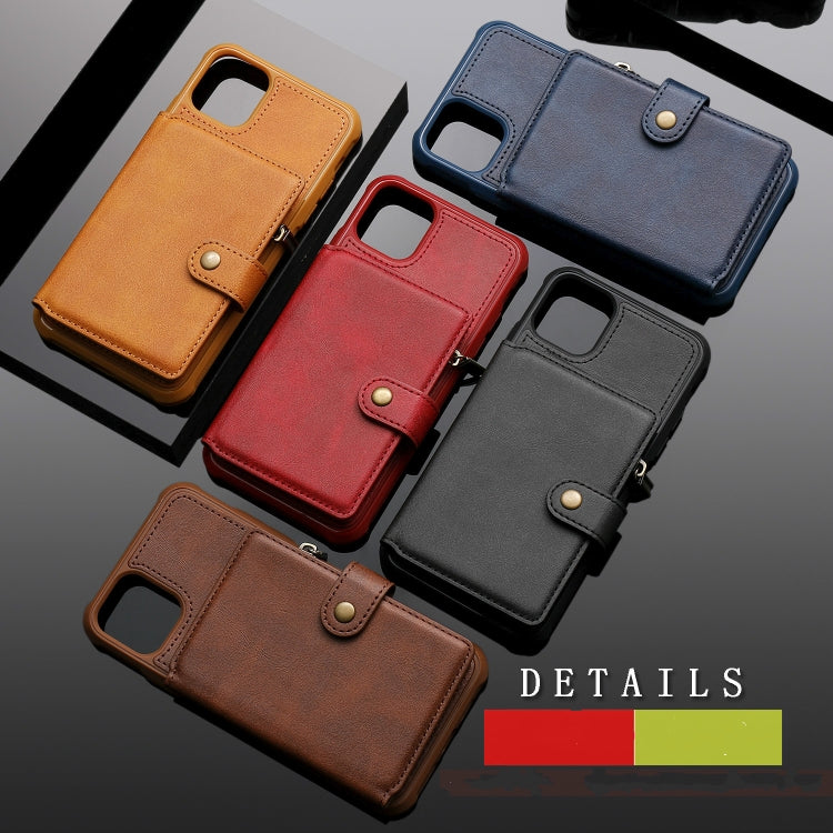 For iPhone 11 Pro Buckle Zipper Shockproof Protective Case with Holder & Card Slots & Wallet & Lanyard & Photos Frames