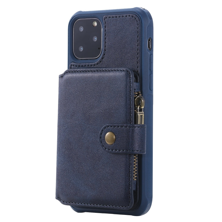For iPhone 11 Pro Buckle Zipper Shockproof Protective Case with Holder & Card Slots & Wallet & Lanyard & Photos Frames