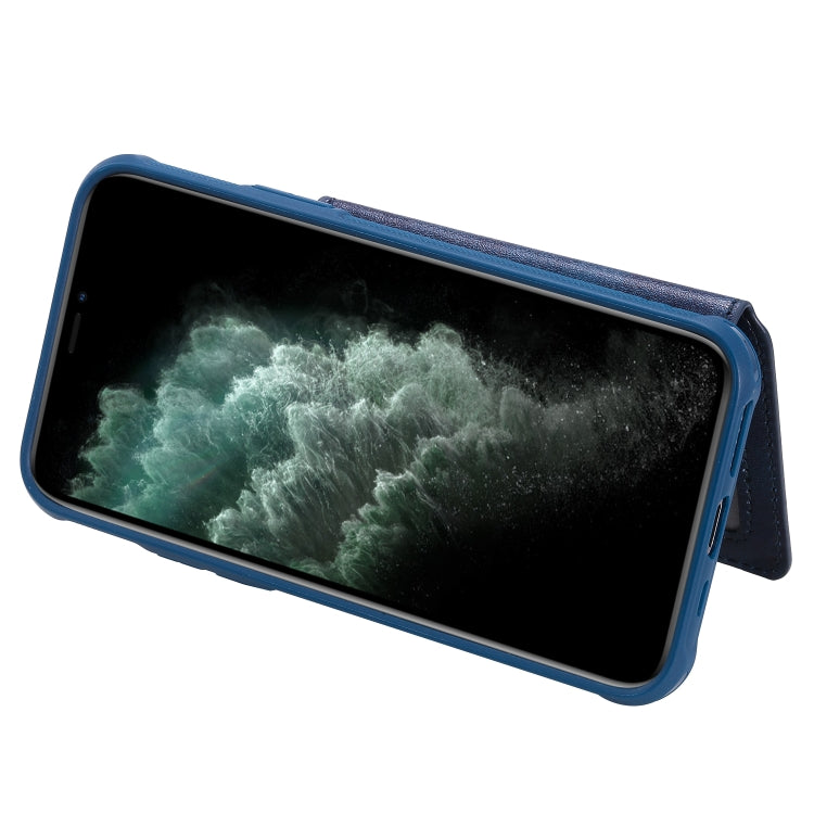 For iPhone 11 Pro Buckle Zipper Shockproof Protective Case with Holder & Card Slots & Wallet & Lanyard & Photos Frames