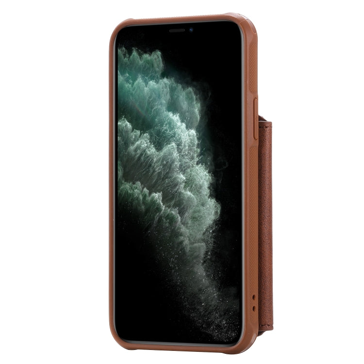 For iPhone 11 Pro Buckle Zipper Shockproof Protective Case with Holder & Card Slots & Wallet & Lanyard & Photos Frames