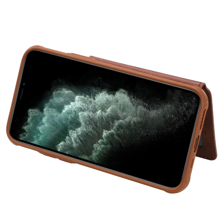For iPhone 11 Pro Buckle Zipper Shockproof Protective Case with Holder & Card Slots & Wallet & Lanyard & Photos Frames