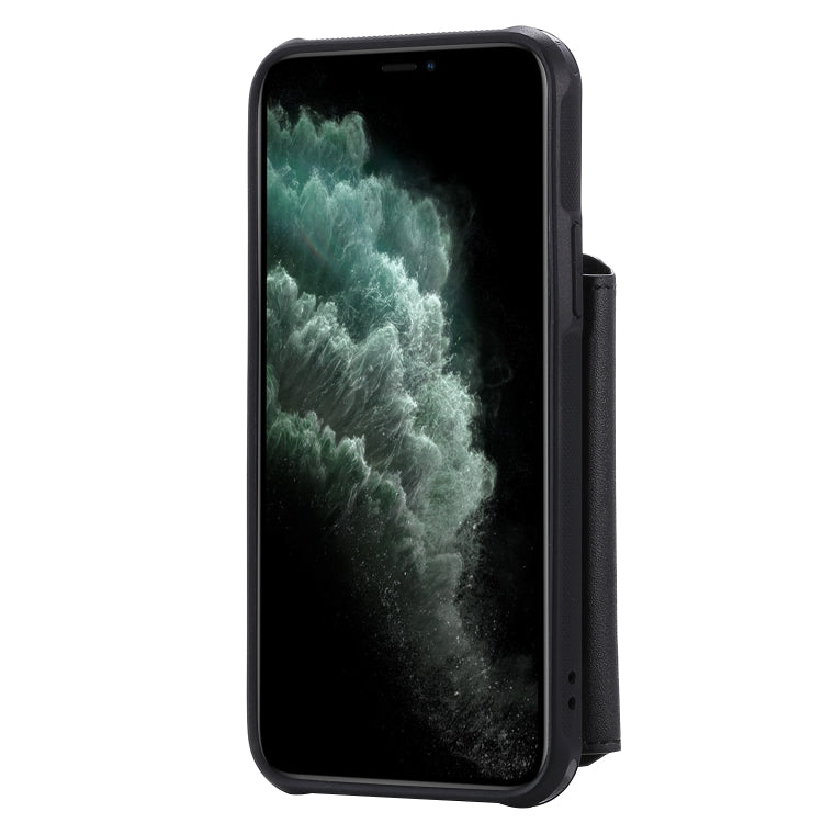 For iPhone 11 Pro Buckle Zipper Shockproof Protective Case with Holder & Card Slots & Wallet & Lanyard & Photos Frames