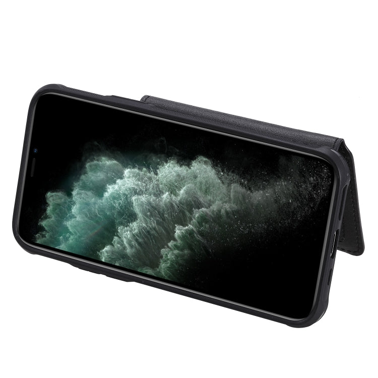 For iPhone 11 Pro Buckle Zipper Shockproof Protective Case with Holder & Card Slots & Wallet & Lanyard & Photos Frames