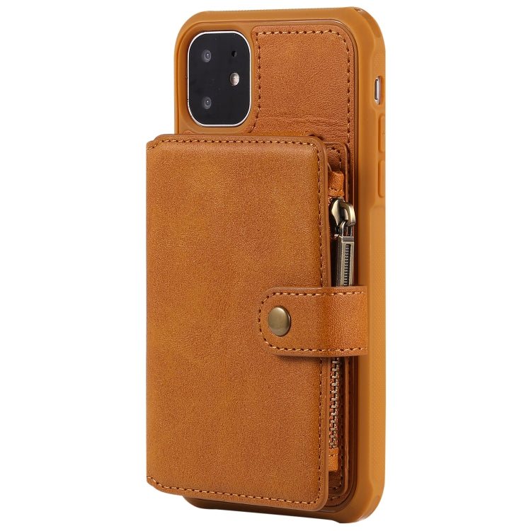 For iPhone 11 Buckle Zipper Shockproof Protective Case with Holder & Card Slots & Wallet & Lanyard & Photos Frames