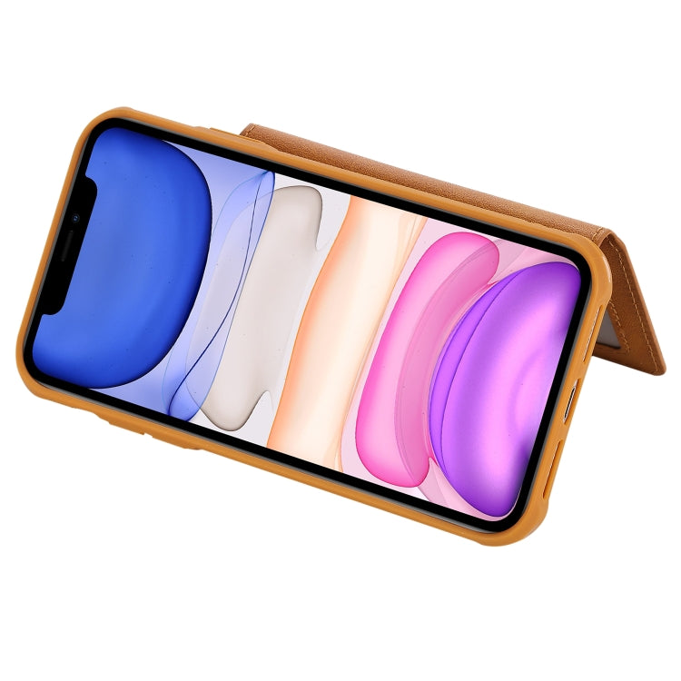 For iPhone 11 Buckle Zipper Shockproof Protective Case with Holder & Card Slots & Wallet & Lanyard & Photos Frames