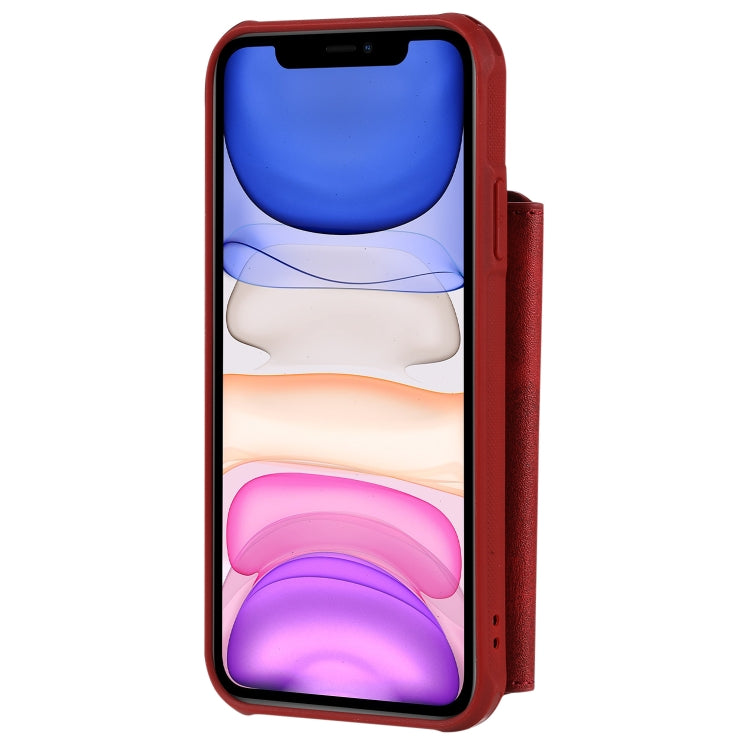 For iPhone 11 Buckle Zipper Shockproof Protective Case with Holder & Card Slots & Wallet & Lanyard & Photos Frames