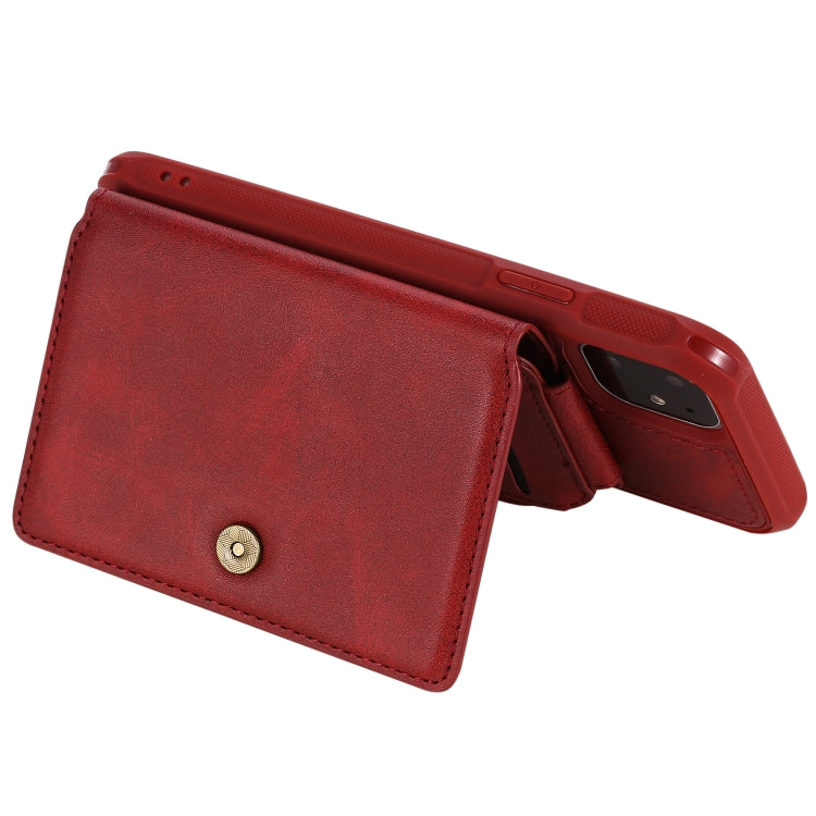For iPhone 11 Buckle Zipper Shockproof Protective Case with Holder & Card Slots & Wallet & Lanyard & Photos Frames