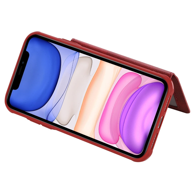 For iPhone 11 Buckle Zipper Shockproof Protective Case with Holder & Card Slots & Wallet & Lanyard & Photos Frames
