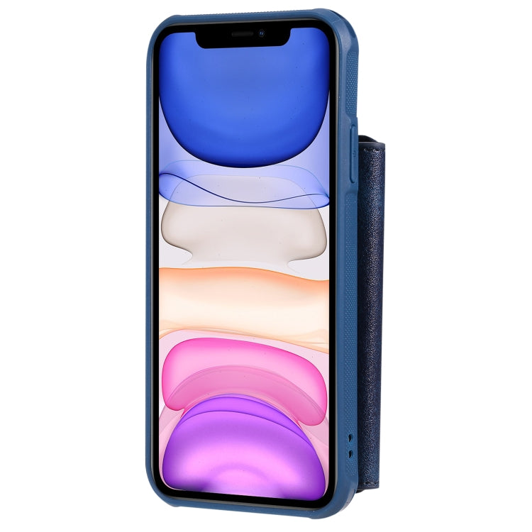 For iPhone 11 Buckle Zipper Shockproof Protective Case with Holder & Card Slots & Wallet & Lanyard & Photos Frames