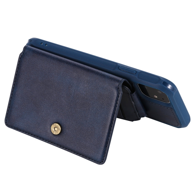 For iPhone 11 Buckle Zipper Shockproof Protective Case with Holder & Card Slots & Wallet & Lanyard & Photos Frames
