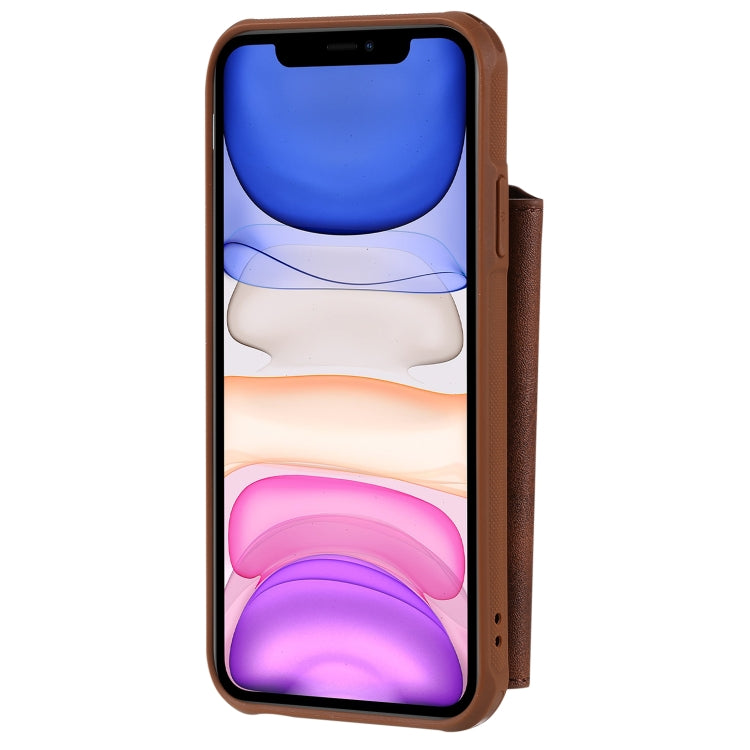For iPhone 11 Buckle Zipper Shockproof Protective Case with Holder & Card Slots & Wallet & Lanyard & Photos Frames