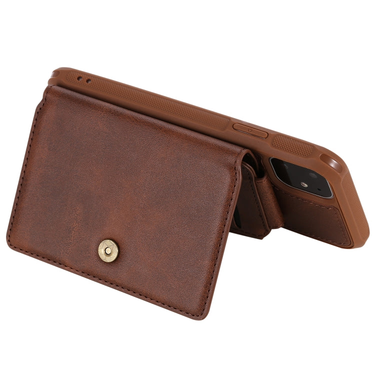 For iPhone 11 Buckle Zipper Shockproof Protective Case with Holder & Card Slots & Wallet & Lanyard & Photos Frames