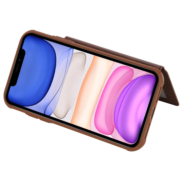 For iPhone 11 Buckle Zipper Shockproof Protective Case with Holder & Card Slots & Wallet & Lanyard & Photos Frames