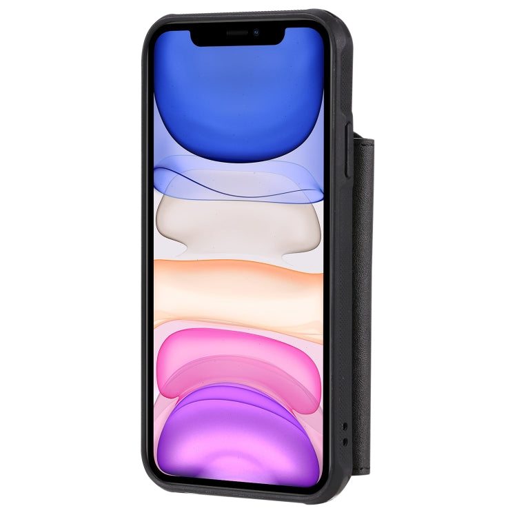 For iPhone 11 Buckle Zipper Shockproof Protective Case with Holder & Card Slots & Wallet & Lanyard & Photos Frames