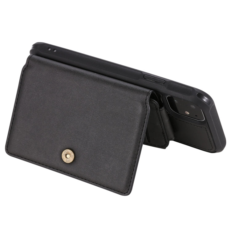 For iPhone 11 Buckle Zipper Shockproof Protective Case with Holder & Card Slots & Wallet & Lanyard & Photos Frames
