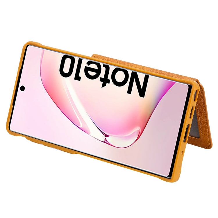 For  Galaxy Note 10 Buckle Zipper Shockproof Protective Case with Holder & Card Slots & Wallet & Lanyard & Photos Frames