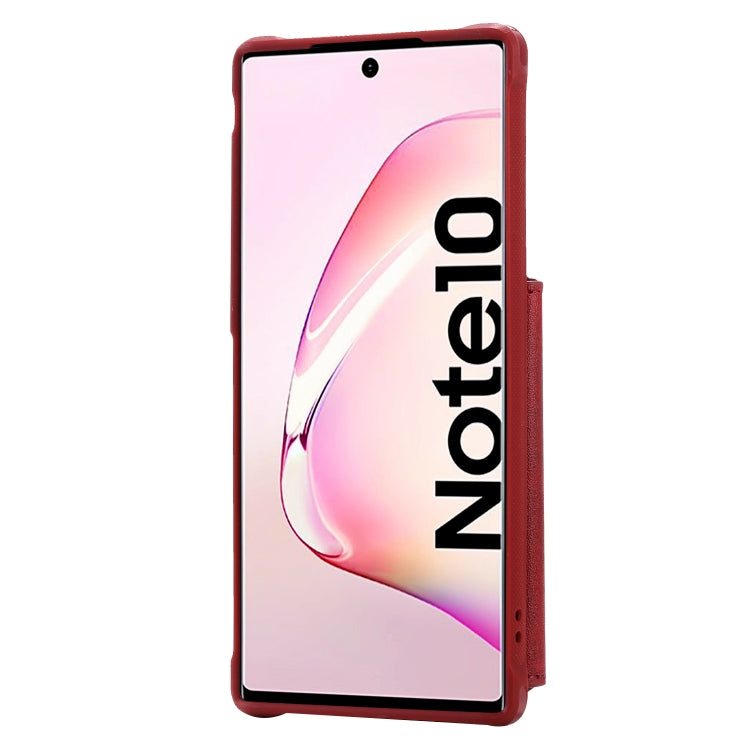 For  Galaxy Note 10 Buckle Zipper Shockproof Protective Case with Holder & Card Slots & Wallet & Lanyard & Photos Frames