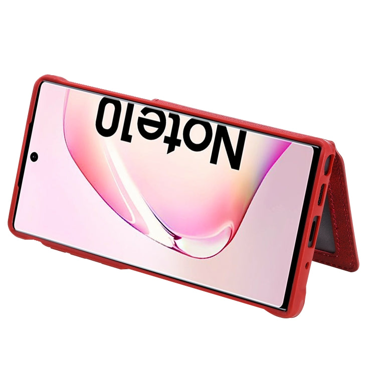 For  Galaxy Note 10 Buckle Zipper Shockproof Protective Case with Holder & Card Slots & Wallet & Lanyard & Photos Frames