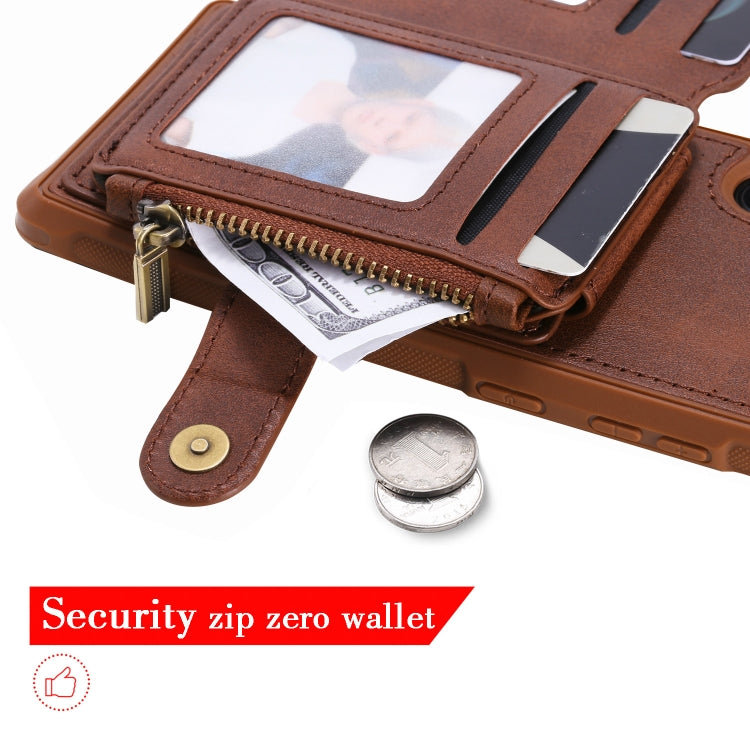 For  Galaxy Note 10 Buckle Zipper Shockproof Protective Case with Holder & Card Slots & Wallet & Lanyard & Photos Frames