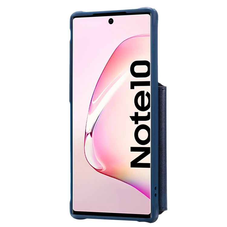For  Galaxy Note 10 Buckle Zipper Shockproof Protective Case with Holder & Card Slots & Wallet & Lanyard & Photos Frames