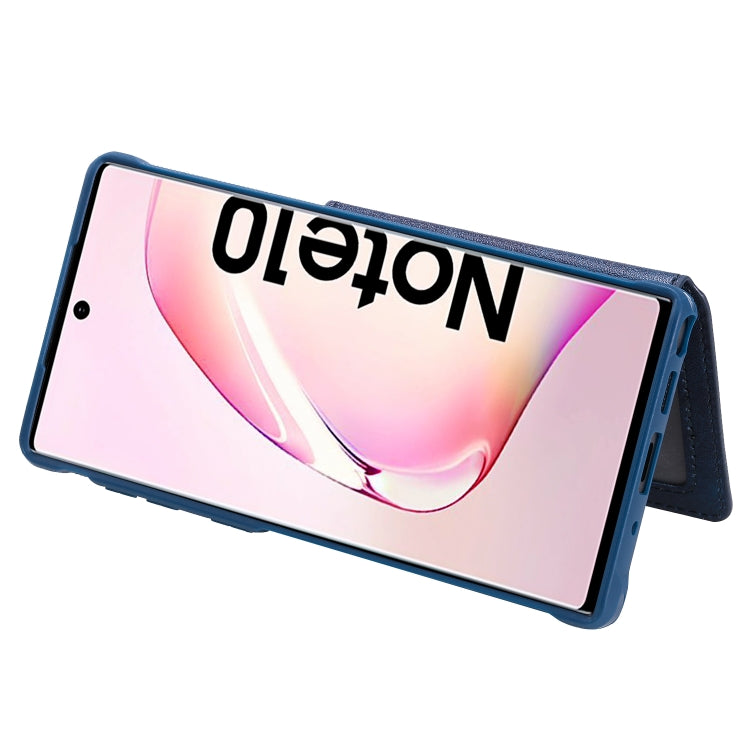 For  Galaxy Note 10 Buckle Zipper Shockproof Protective Case with Holder & Card Slots & Wallet & Lanyard & Photos Frames