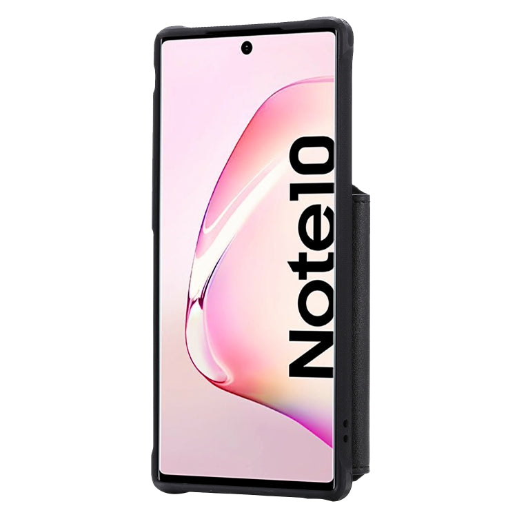 For  Galaxy Note 10 Buckle Zipper Shockproof Protective Case with Holder & Card Slots & Wallet & Lanyard & Photos Frames