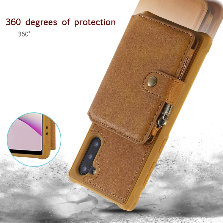 For  Galaxy Note 10 Buckle Zipper Shockproof Protective Case with Holder & Card Slots & Wallet & Lanyard & Photos Frames