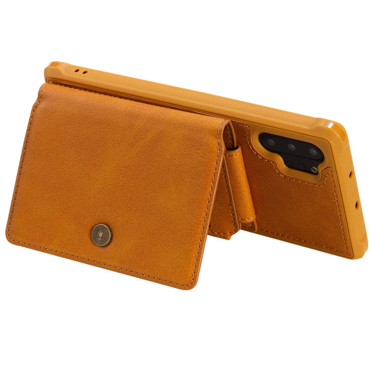 For Galaxy Note 10 Plus Buckle Zipper Shockproof Protective Case with Holder & Card Slots & Wallet & Lanyard & Photos Frames