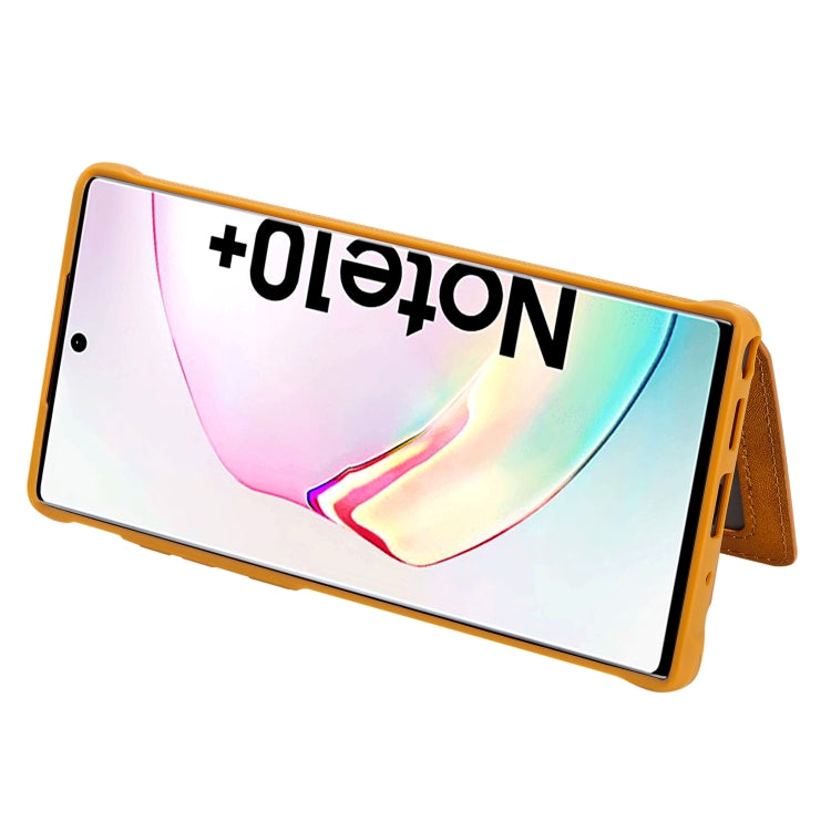 For Galaxy Note 10 Plus Buckle Zipper Shockproof Protective Case with Holder & Card Slots & Wallet & Lanyard & Photos Frames